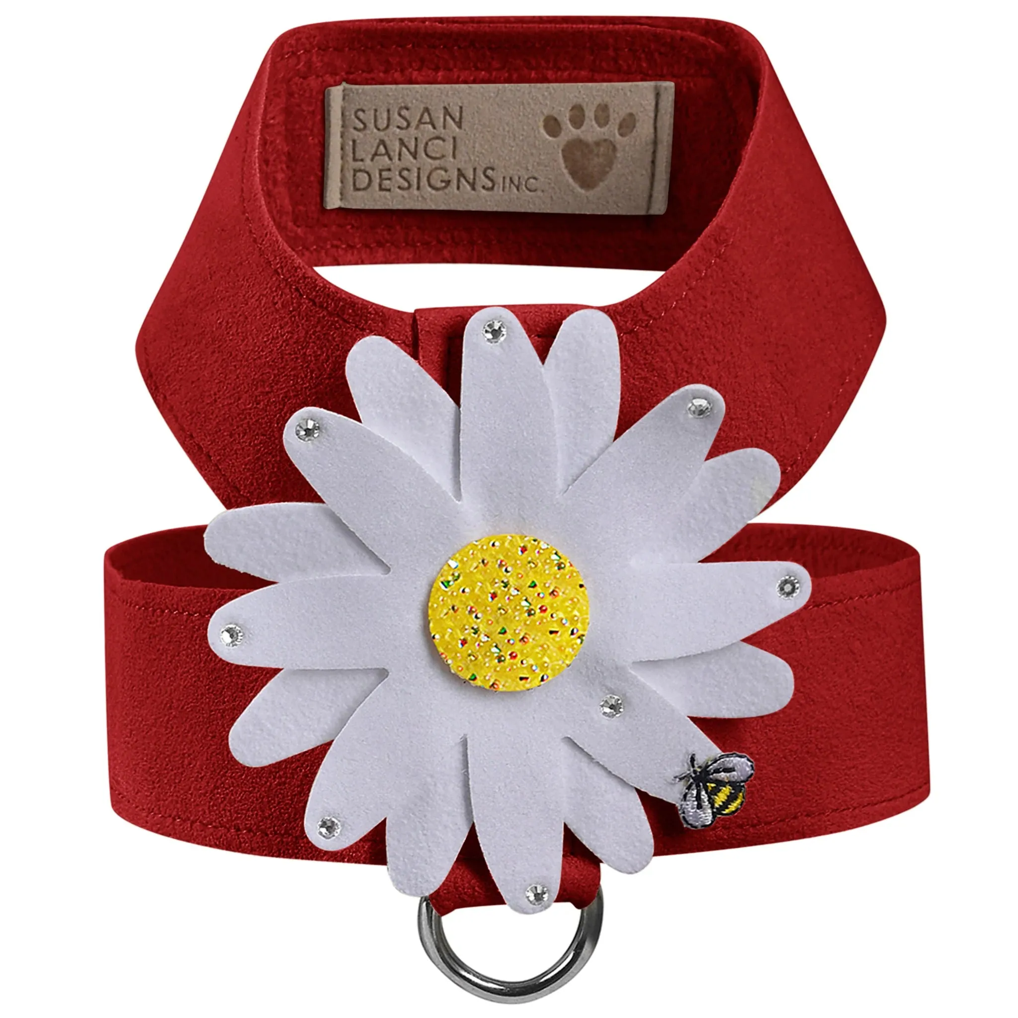 Susan Lanci Tinkie Large Daisy with AB Crystals Tinkie Ultrasuede Harnesses