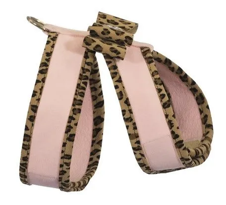 Susan Lanci Two Tone Big Bow Tinkie Harness in Puppy Pink with Cheetah Trim
