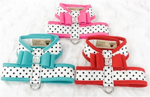 Susan Lanci Two Tone Polka Dot Big Bow Tinkie Harness in Red
