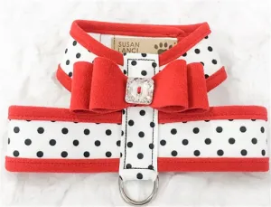 Susan Lanci Two Tone Polka Dot Big Bow Tinkie Harness in Red