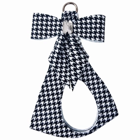Susan Lanci Black & White Houndstooth Tail Bow Step In Harness