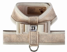 Susan Lanci Champa Glitzerati Really Big Bow Tinkie Harness with Champagne Trim