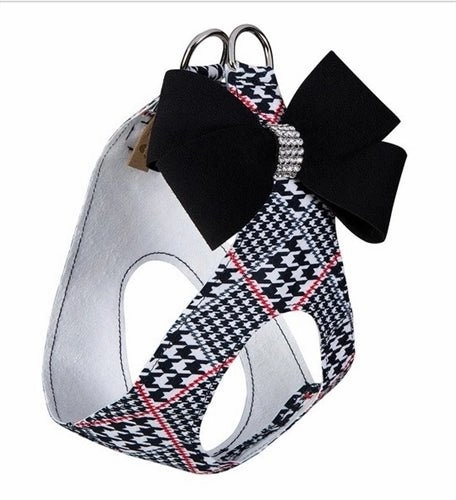 Susan Lanci Classic Glen Houndstooth with Black Nouveau Bow Step In Harness