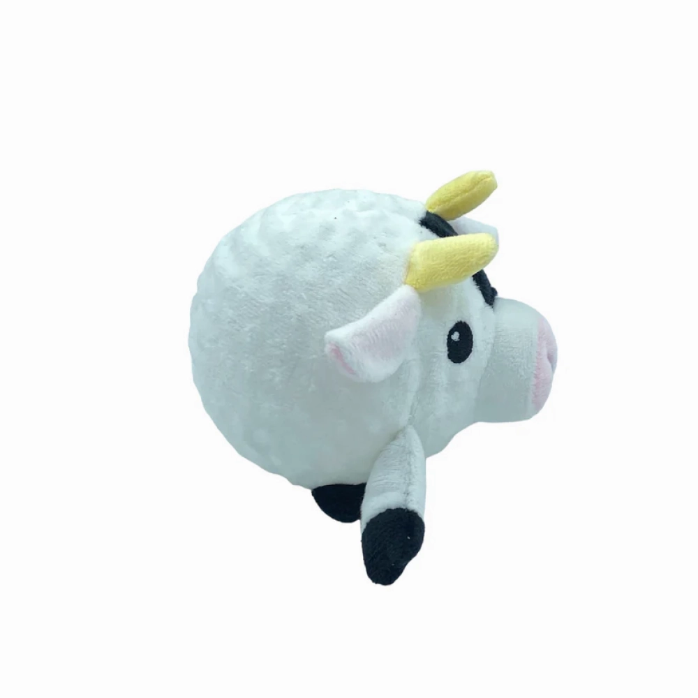 Talking Dog Club Cow Happy Bouncer Plush Ball Toy for Dogs (White)
