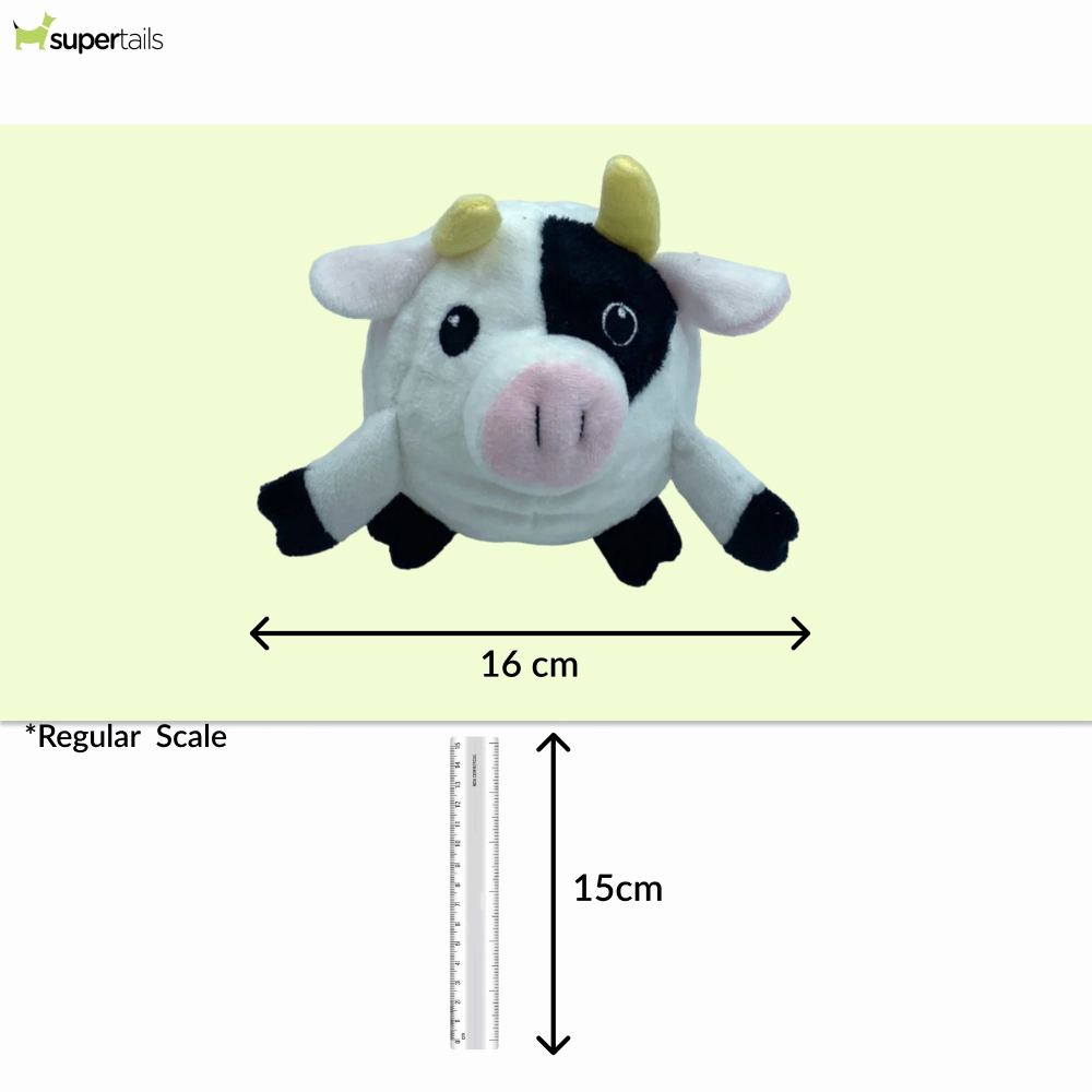 Talking Dog Club Cow Happy Bouncer Plush Ball Toy for Dogs (White)