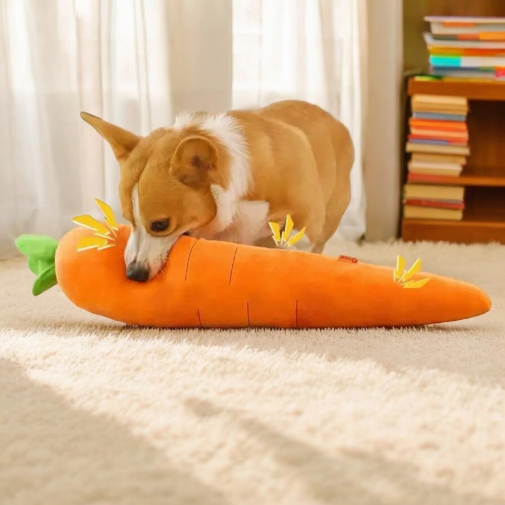 Talking Dog Club Extra Large Carrot Plush Toy for Dogs (Orange)