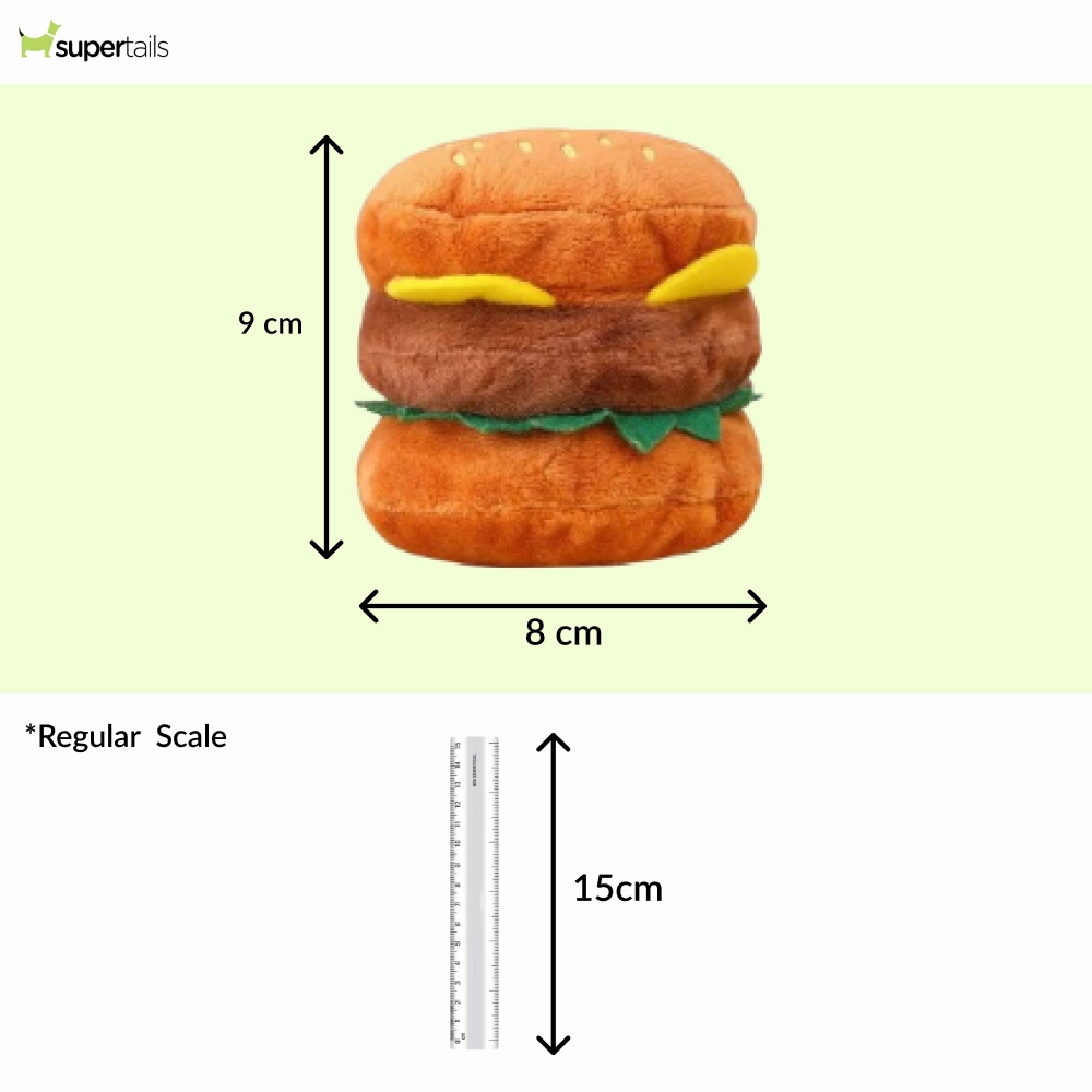 Talking Dog Club Ham Burger Plush Toy for Dogs (Brown)