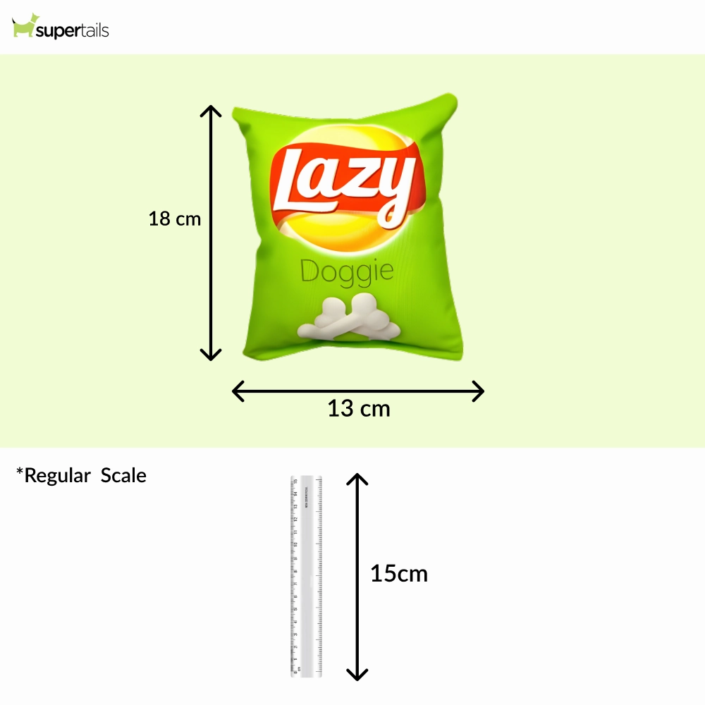 Talking Dog Club Lazy Green Zero Calories Chips Plush Toy for Dogs (Green)