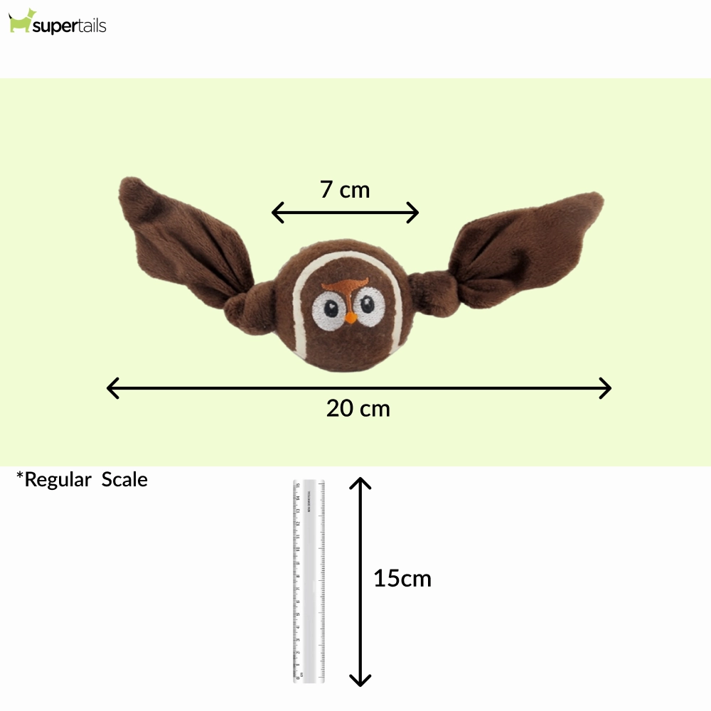 Talking Dog Club Owl Ball with Wings Toy for Dogs (Brown)