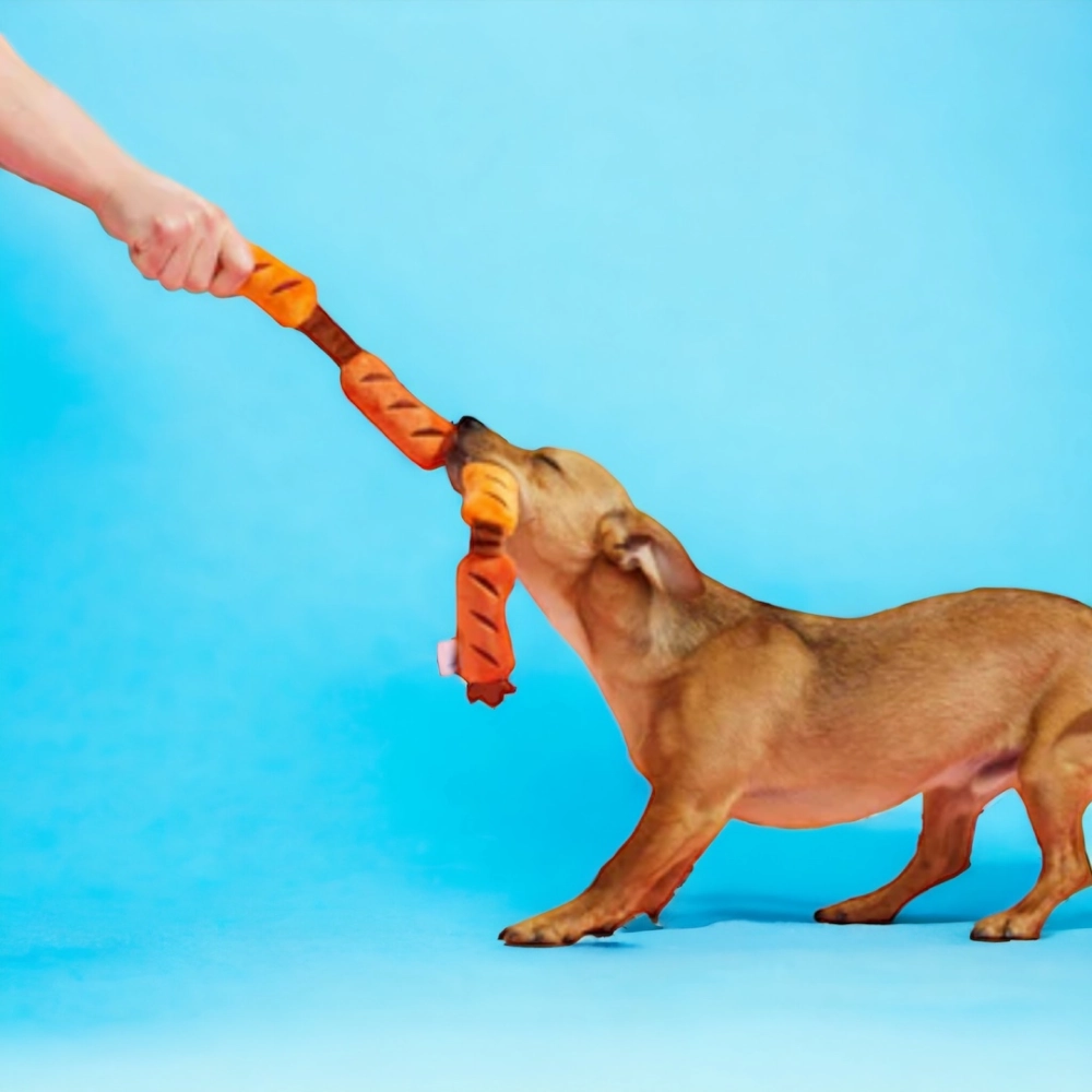 Talking Dog Club Sausage Rope Plush Toy for Dogs (Red)