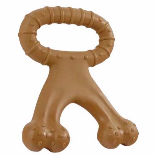 Talking Dog Club Tug-N-Pull Nylon Bone Heavy Chew Toy for Dogs (Brown)