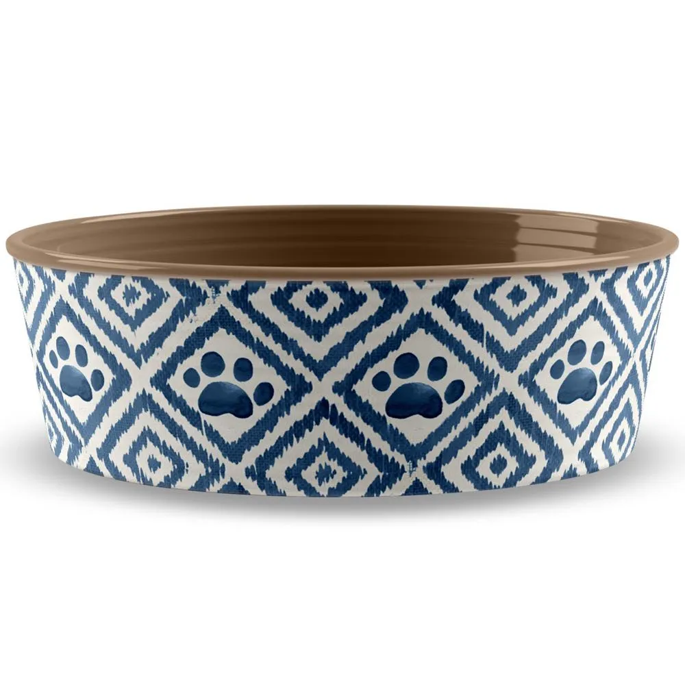 TarHong Paw Ikat Dog Bowl (Indigo)