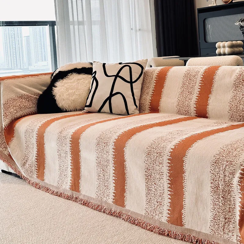 Trendy Striped Chenille Breathable Sofa protection Couch Cover