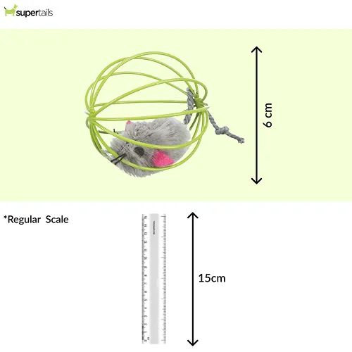 Trixie Mouse in a Wire Ball Toy for Cats (Yellow)