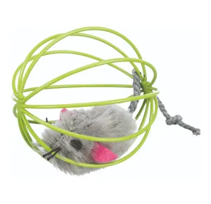 Trixie Mouse in a Wire Ball Toy for Cats (Yellow)