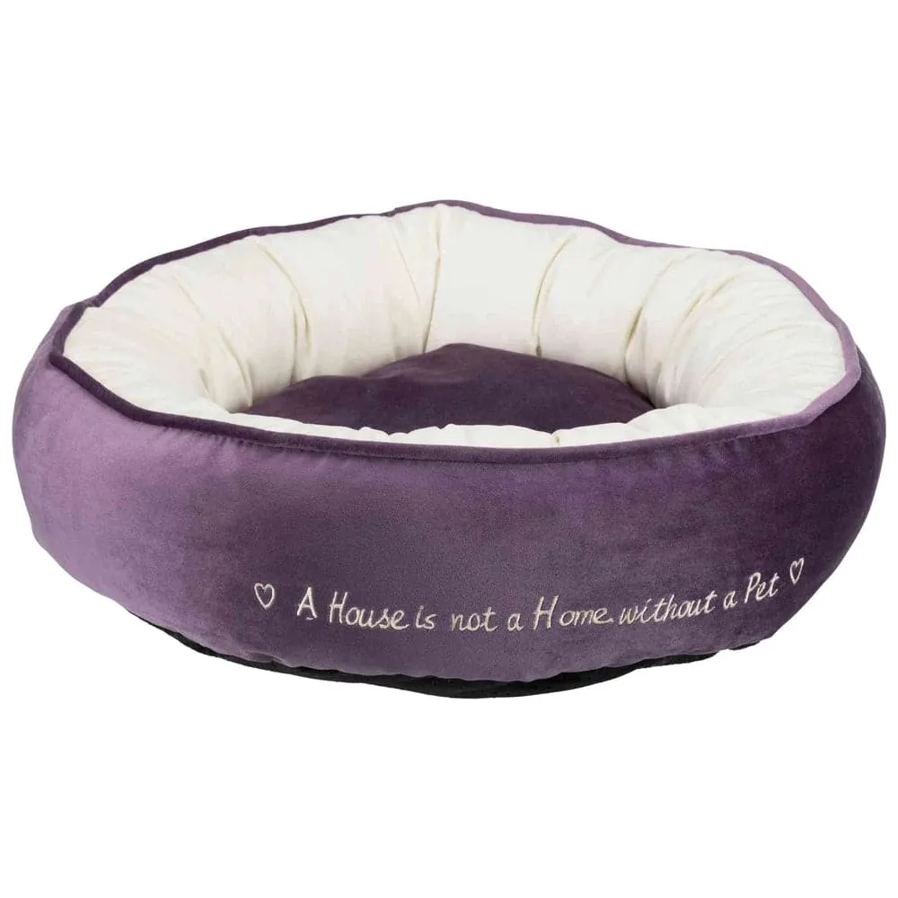 Trixie Pet's Home Round Bed for Dogs and Cats (Purple & Cream)