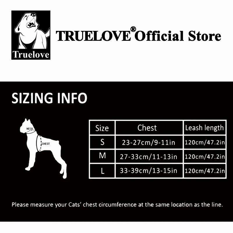 Truelove Pet Harness Leash Set No Escape Proof Soft Waking Adjustable Vest for Puppy Comfortable Outdoor Lightweight TLH3911