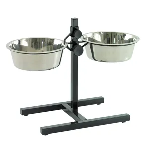 TWIN FEEDER H-STAND   BOWLS 1890ml - L - 52CM - 2x21cm