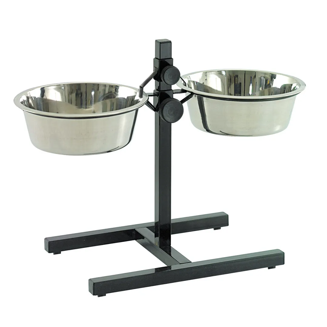 TWIN FEEDER H-STAND   BOWLS 1890ml - L - 52CM - 2x21cm