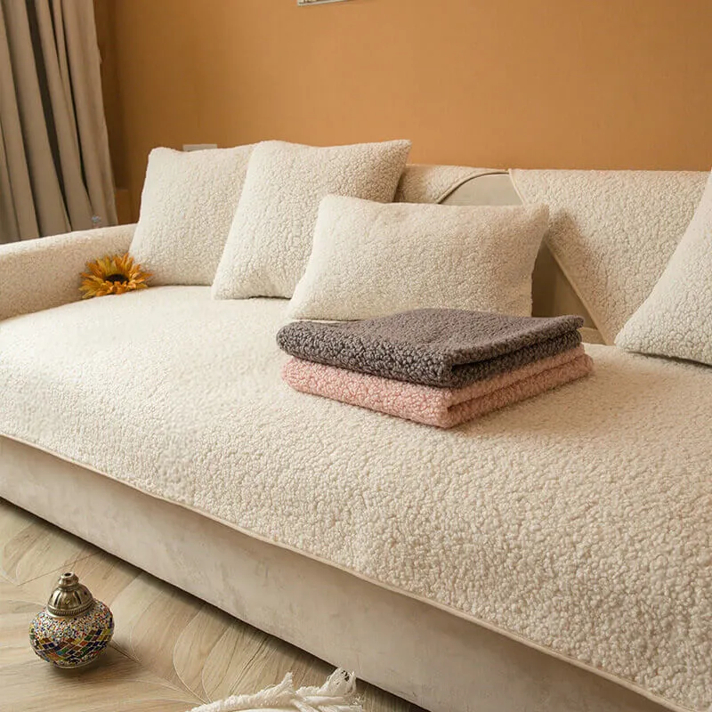 Ultrasoft Teddy Fleece Warm Non-Slip Couch Cover