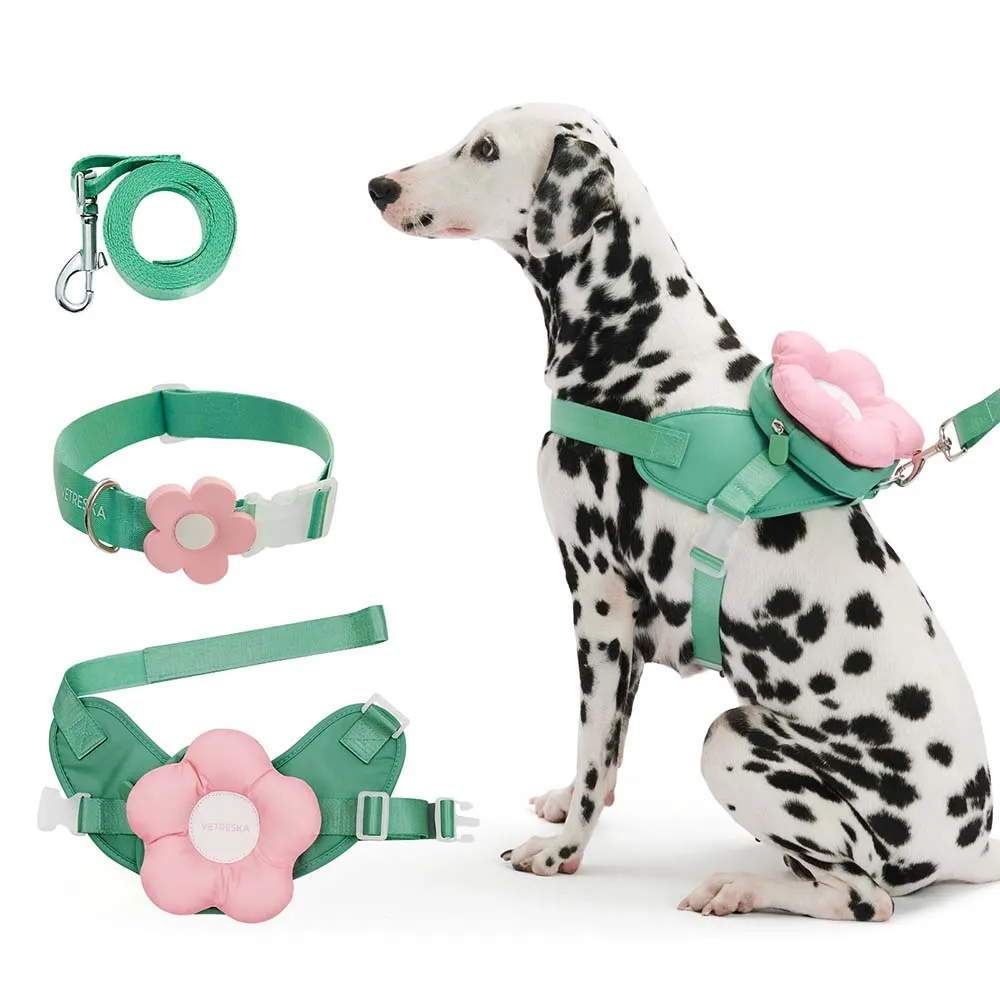 VETRESKA Flora Collar, Backpack Harness & Leash Set For Cats & Dogs