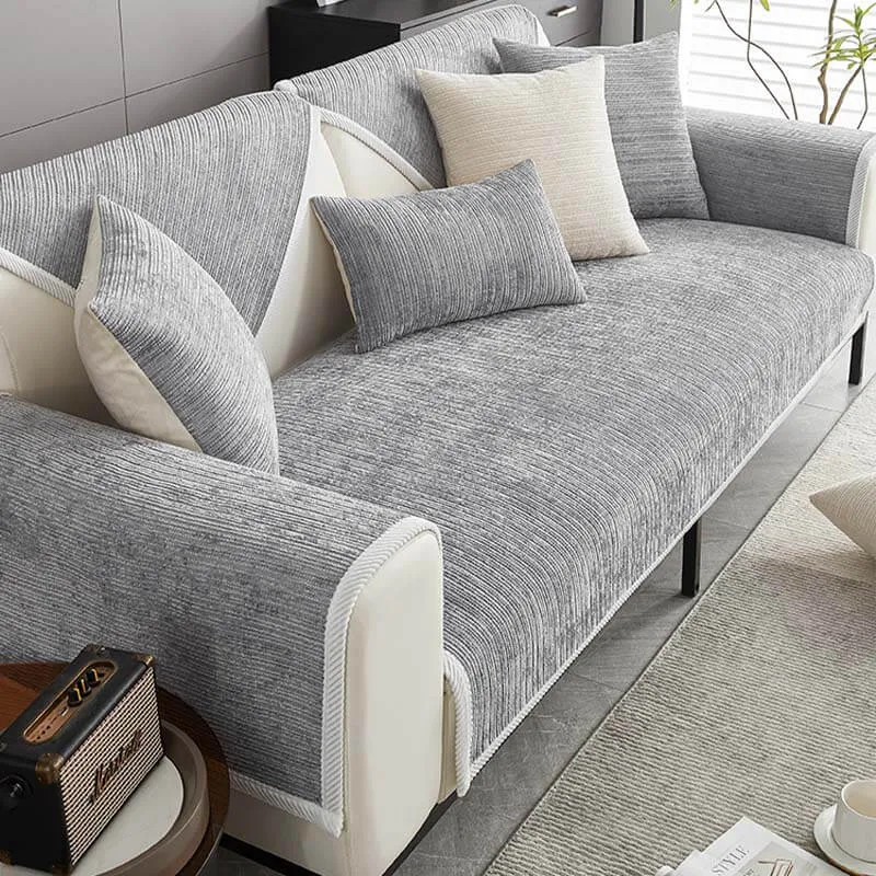 Waterproof Antimicrobial Simple Chenille Fabric Anti-scratch Couch Covers