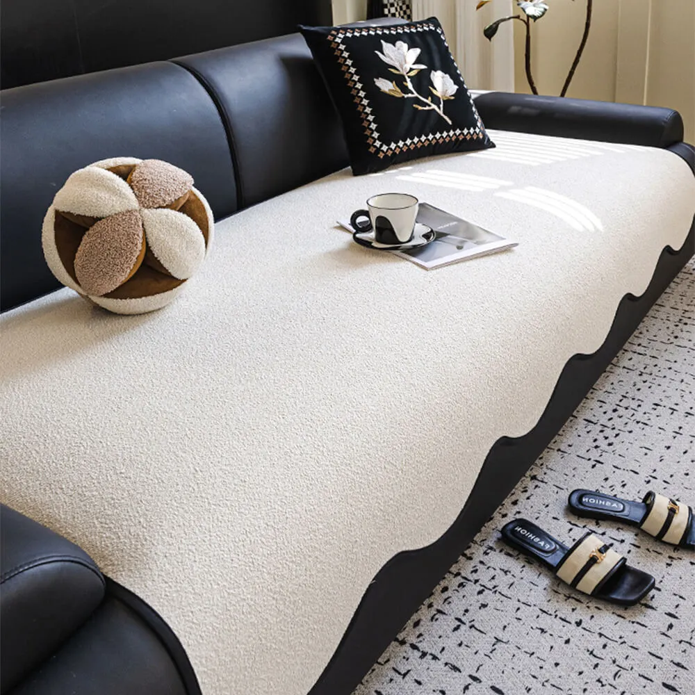 Waterproof Teddy Fleece Non-Slip Straight Couch Cover