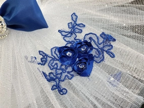 White and Navy Wedding Harness Dress