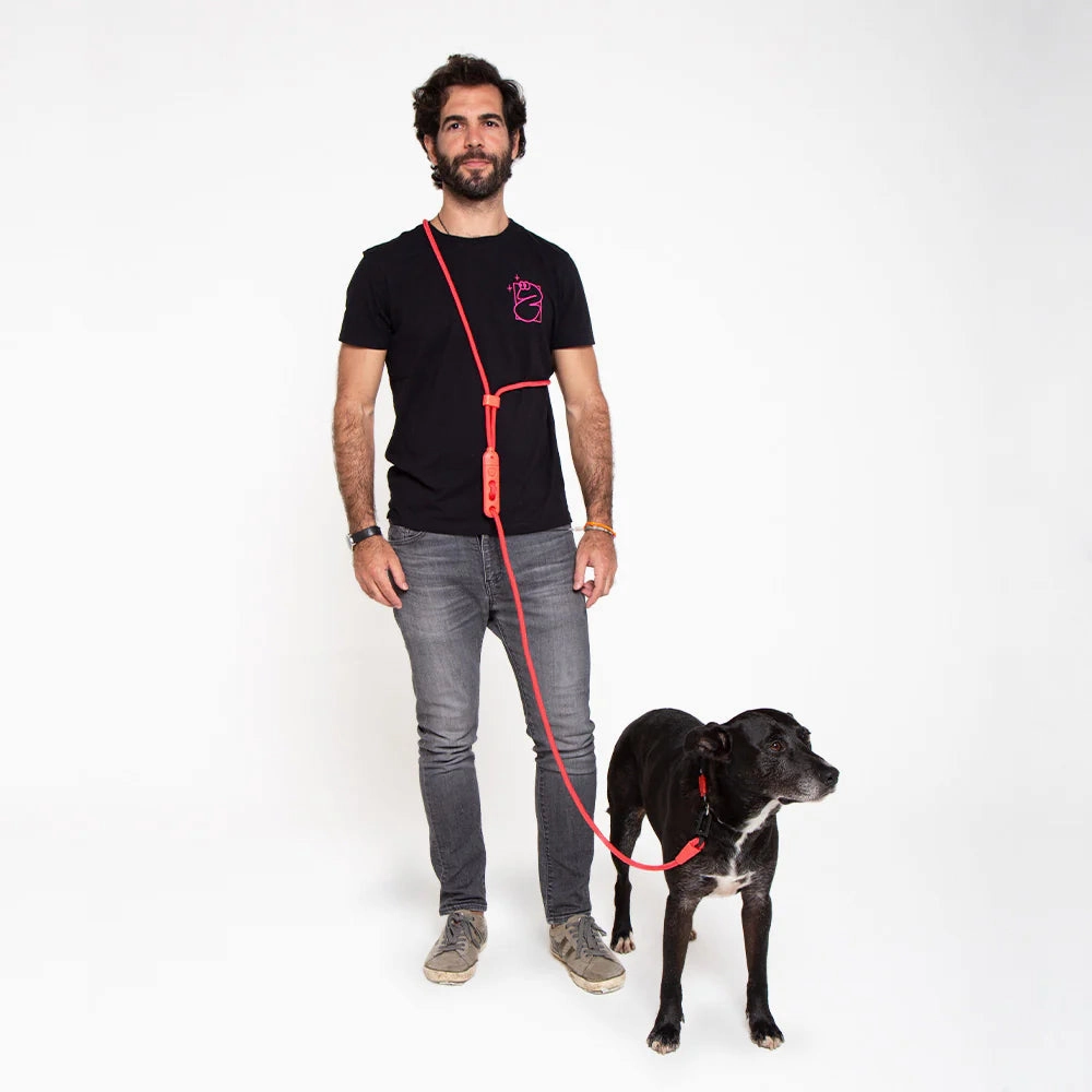 Zee.Dog Handsfree Rope Dog Lead Neon Coral