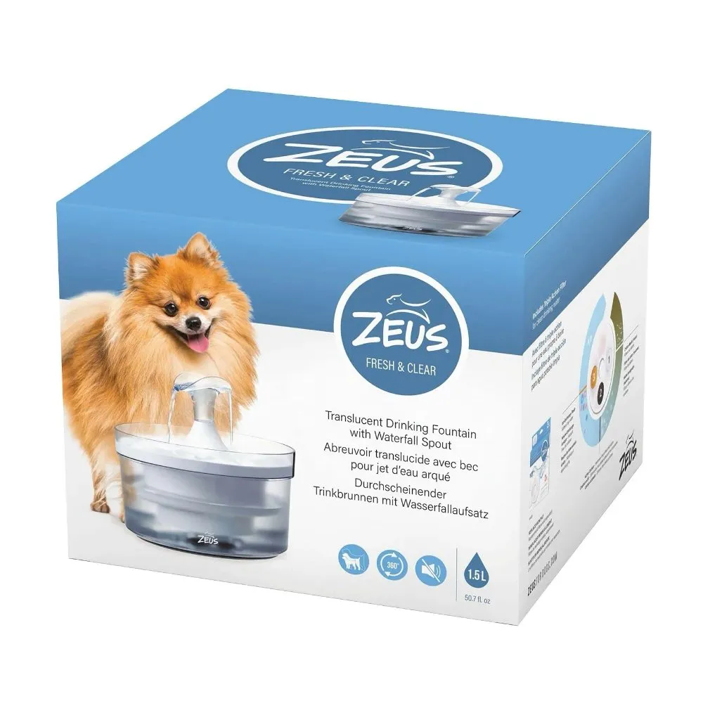 Zeus Fresh & Clear Water Fountain With Waterfall Spout 1.5L