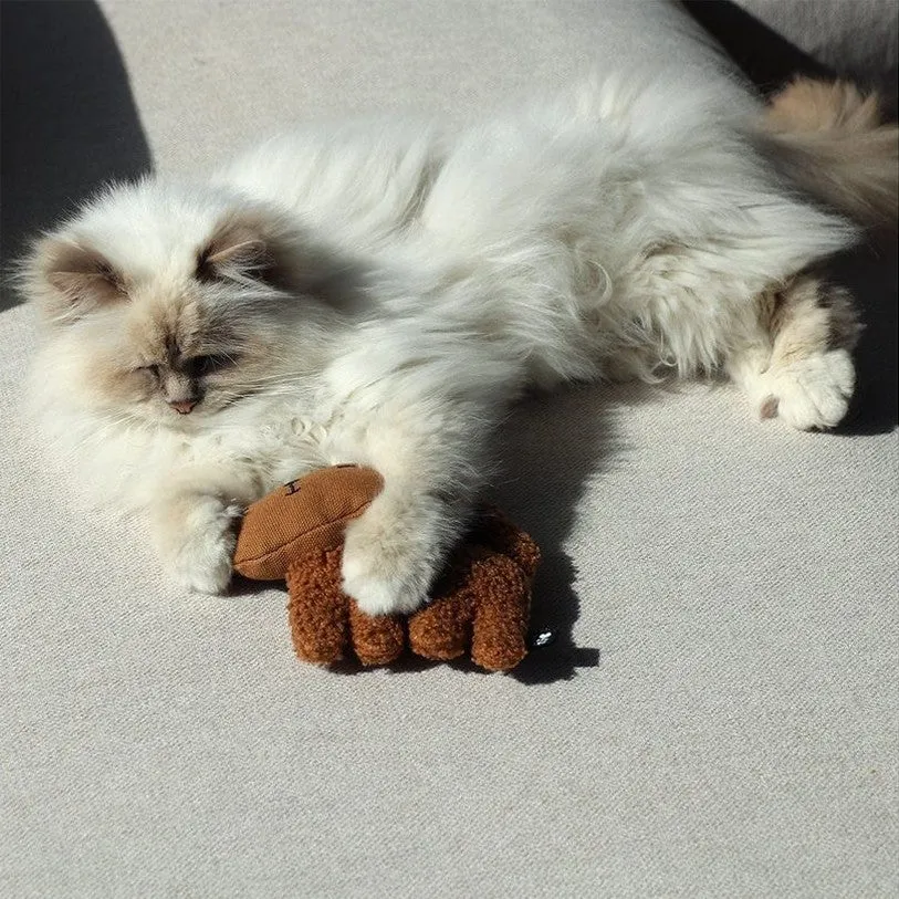 ZOEY - Refillable cat kicking cushion 15x5x12cm brown